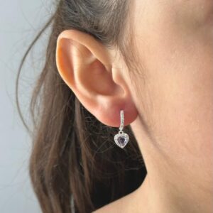 Argola Cravejada com Pingente de Coração