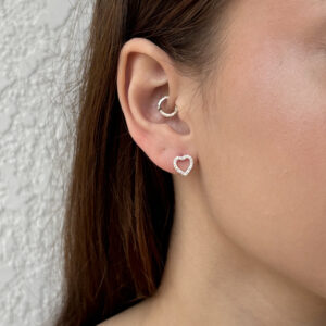 Brinco Coração Cravejado (G)