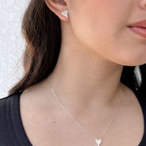 Conjunto Coração em Madrepérola Cravejado