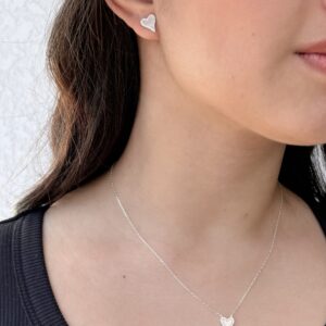 Conjunto Coração em Madrepérola Cravejado